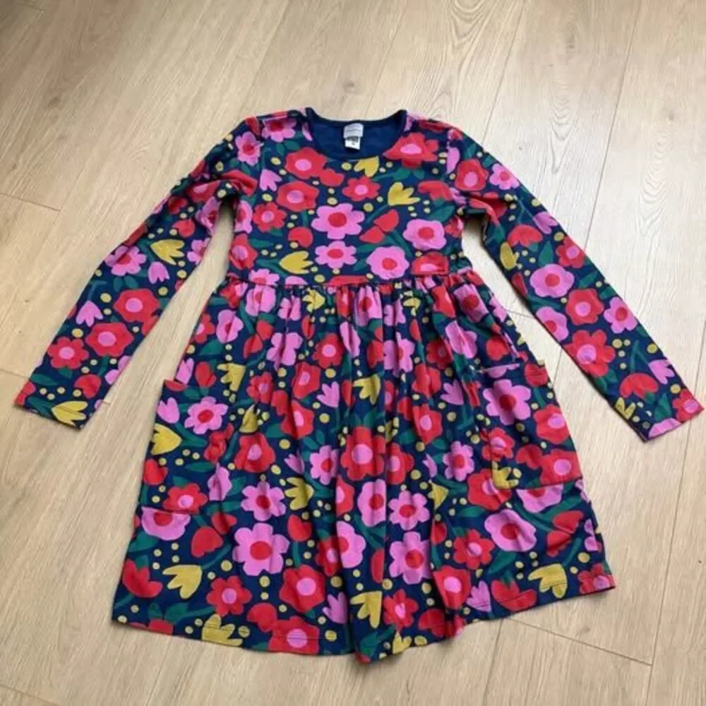 Hanna Andersson Floral Long Sleeve Dress size 12 kids or 150cm